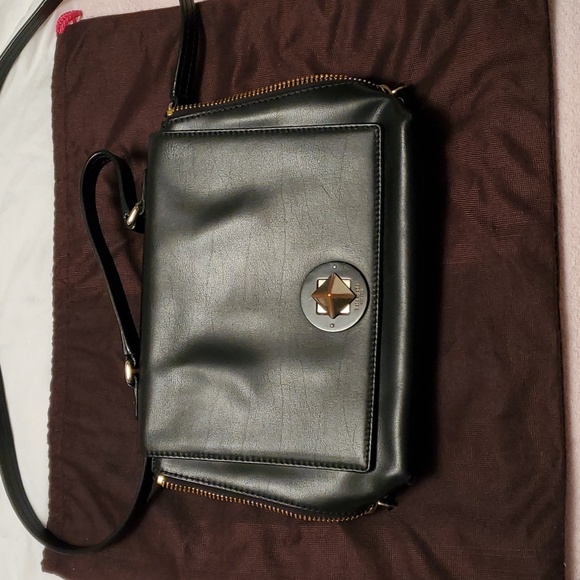 Kate Spade Medium Satchel Bag Black leather top handle flap shoulder - Picture 5 of 14